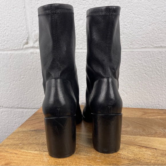 Stuart Weitzman Sleek 60 Leather Block Heel Sock Booties Size 38 - Picture 2 of 16